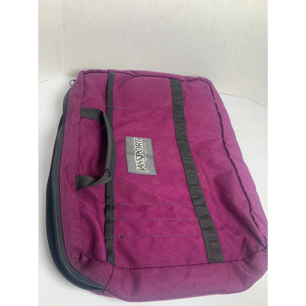 Vintage‎ JanSport Briefcase Laptop Bag Purple Canvas Made in USA Soft Case 15